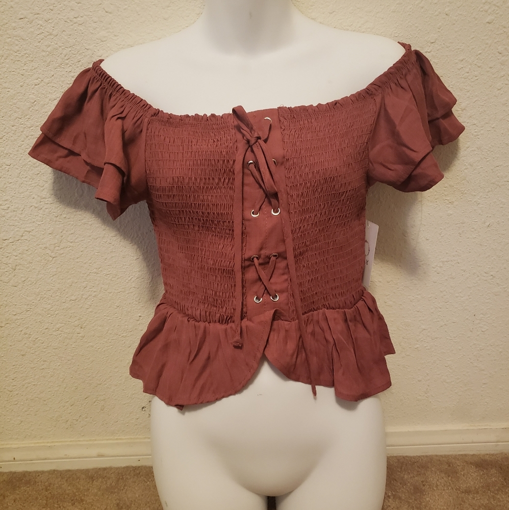 Burgendy crop top.  Size L